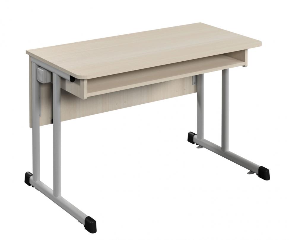 Стіл учнівський 2-місний лабораторний для предметних кабінетів на плоскоовальній трубі, АЛМАНТ, 1200х600х760 мм.